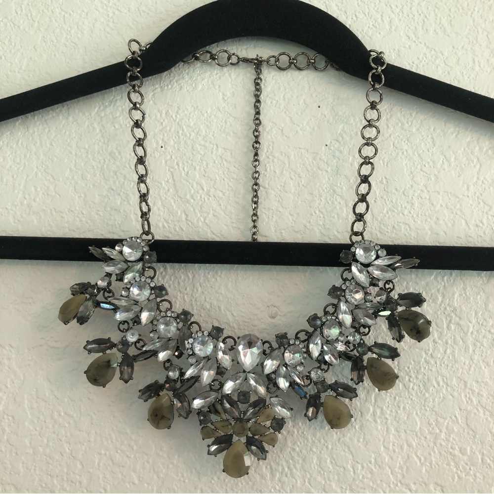 Torrid Silver and Smoky Gray Jeweled Statement Necklace